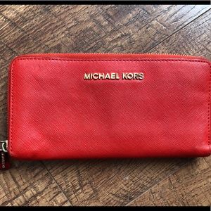 Michael Kors Mandarin Red Saffiano Leather Wallet